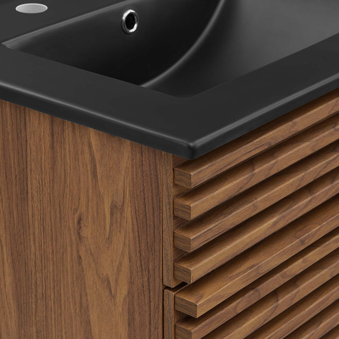24-Inch Wooden Tanisha Bathroom Vanity – With Shelf & Slatted Door