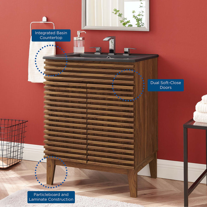 24-Inch Wooden Tanisha Bathroom Vanity – With Shelf & Slatted Door