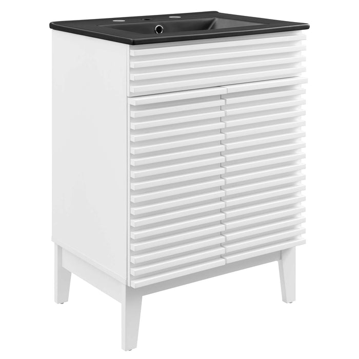 24-Inch Wooden Sloping Vanity Cabinet – Modern Design with Open Shelf