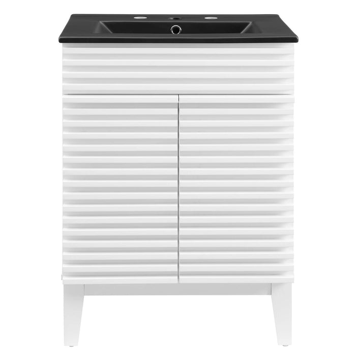 24-Inch Wooden Sloping Vanity Cabinet – Modern Design with Open Shelf