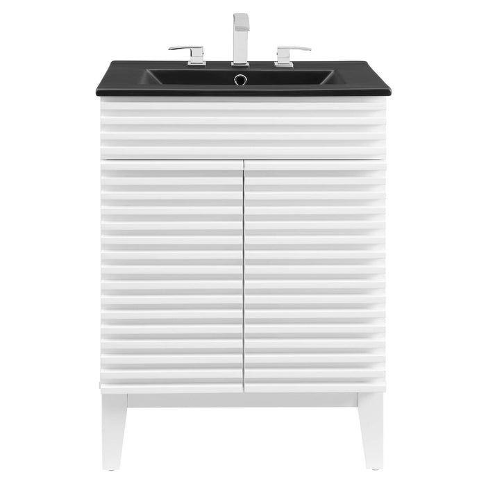 24-Inch Wooden Sloping Vanity Cabinet – Modern Design with Open Shelf