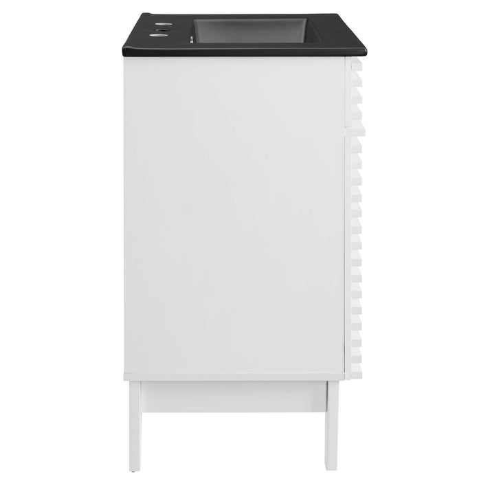 24-Inch Wooden Sloping Vanity Cabinet – Modern Design with Open Shelf