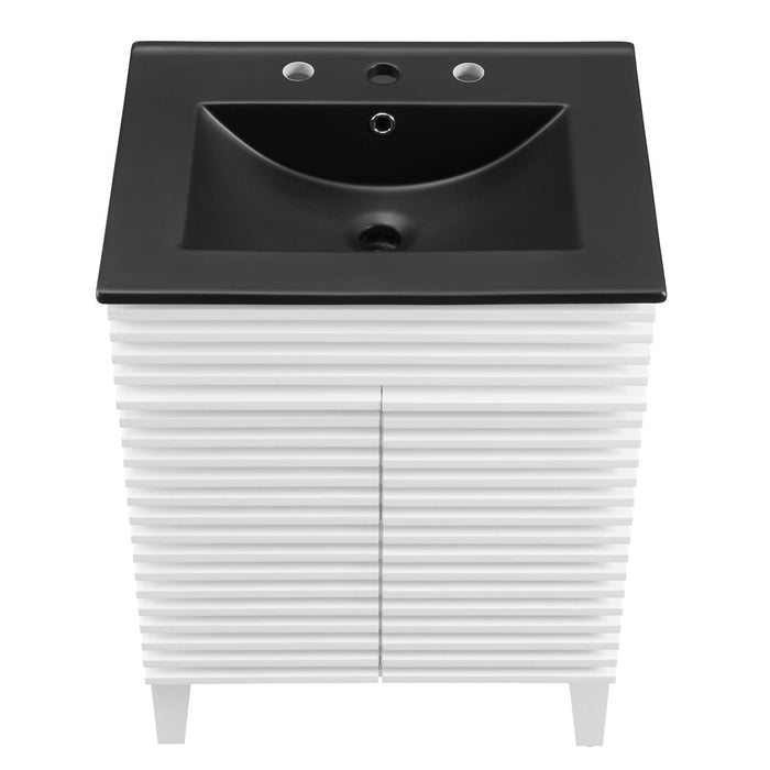 24-Inch Wooden Sloping Vanity Cabinet – Modern Design with Open Shelf