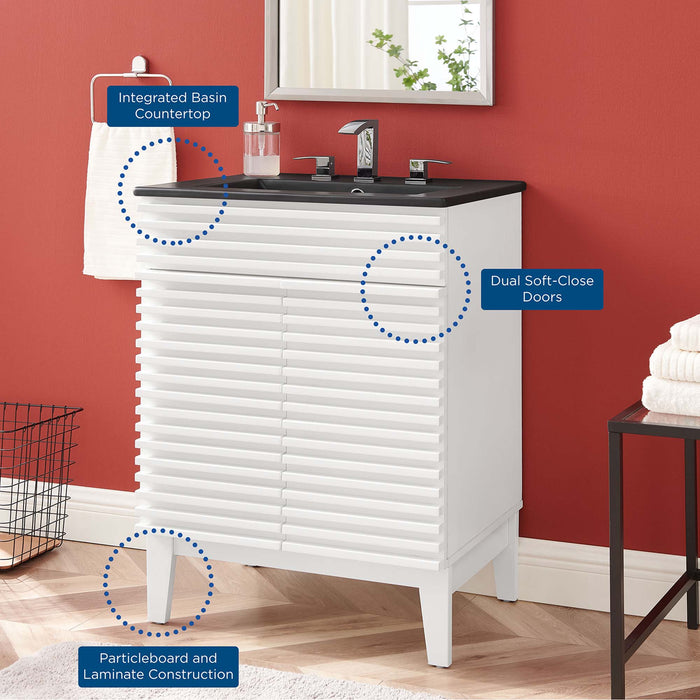 24-Inch Wooden Sloping Vanity Cabinet – Modern Design with Open Shelf