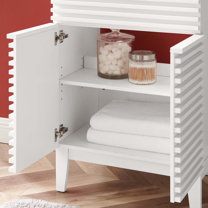 24-Inch Wooden Sloping Vanity Cabinet – Modern Design with Open Shelf