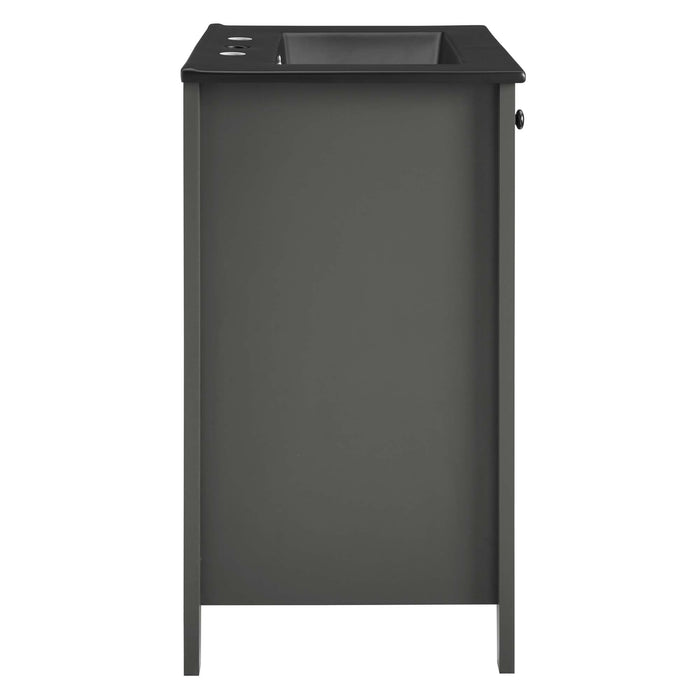 24-Inch Bagnolet Modern Single Bathroom Vanity Wood MDF Gray Black with Tapered Legs Integrated Ceramic