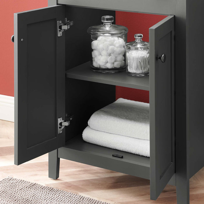 24-Inch Bagnolet Modern Single Bathroom Vanity Wood MDF Gray Black with Tapered Legs Integrated Ceramic