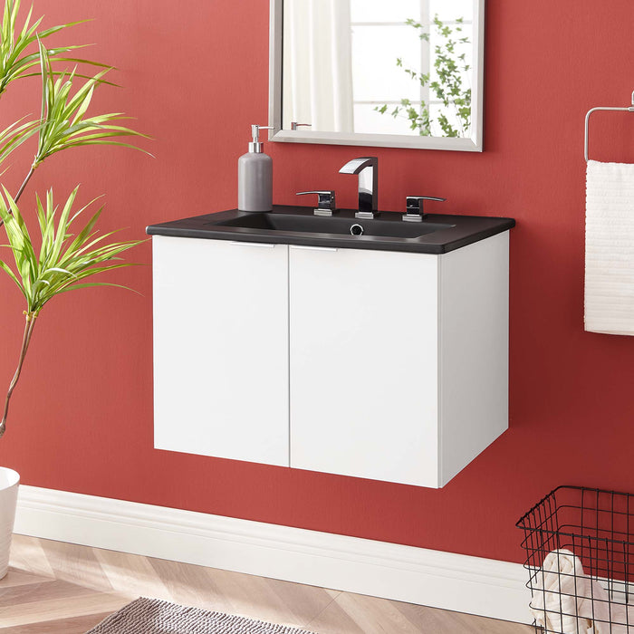 24-Inch Abba Wall-Hung Vanity – Contemporary Wood Bathroom Cabinet with Soft-Close Drawers