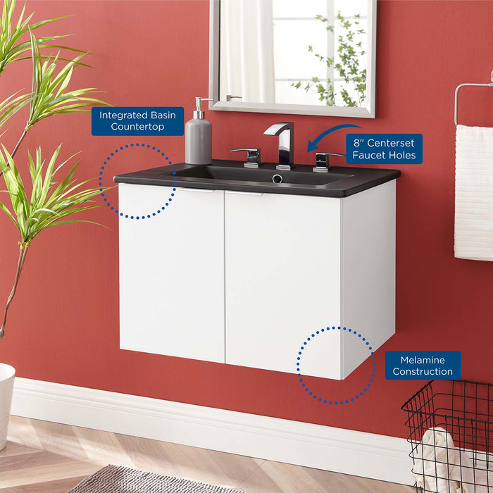 24-Inch Abba Wall-Hung Vanity – Contemporary Wood Bathroom Cabinet with Soft-Close Drawers