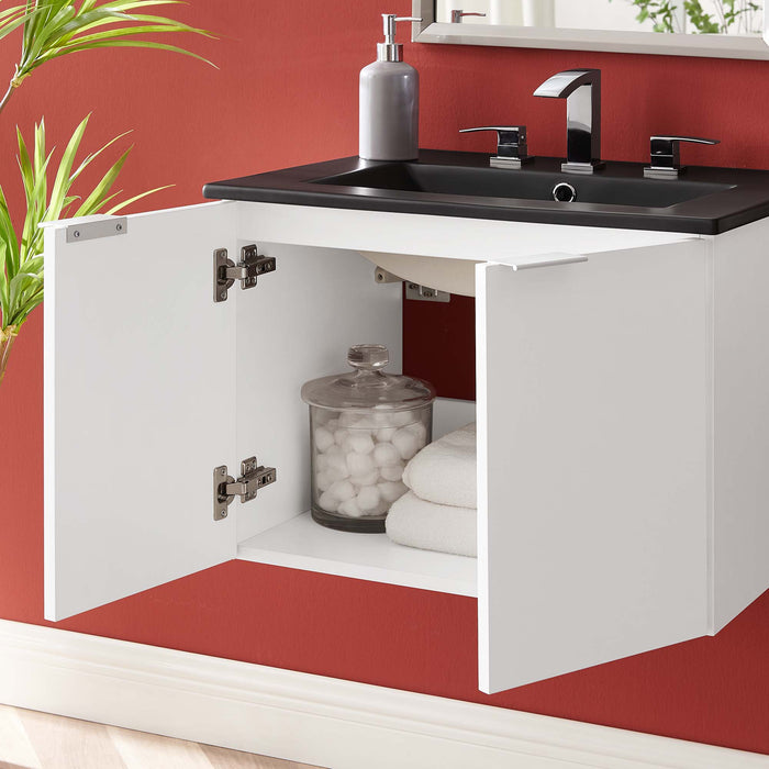 24-Inch Abba Wall-Hung Vanity – Contemporary Wood Bathroom Cabinet with Soft-Close Drawers