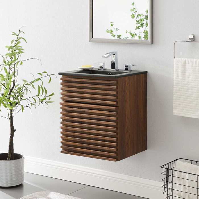 18-Inch Gilda Wood Wall-Mount Bathroom Vanity – Floating Design