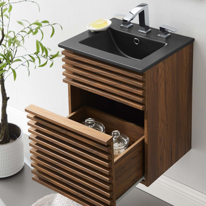 18-Inch Gilda Wood Wall-Mount Bathroom Vanity – Floating Design