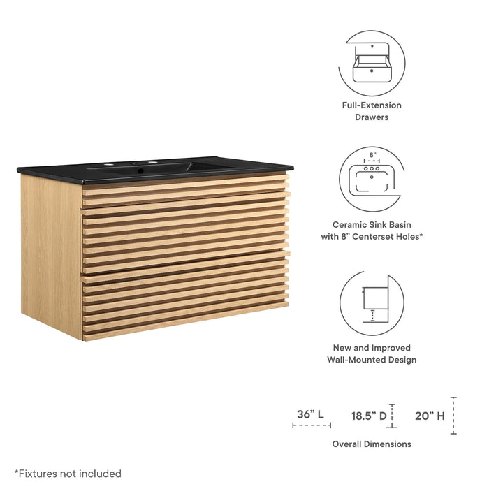 36-Inch Polaris Wall-Mounted Vanity Cabinet – Engineered Wood, Soft-Close Hinges
