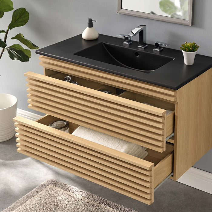 36-Inch Polaris Wall-Mounted Vanity Cabinet – Engineered Wood, Soft-Close Hinges