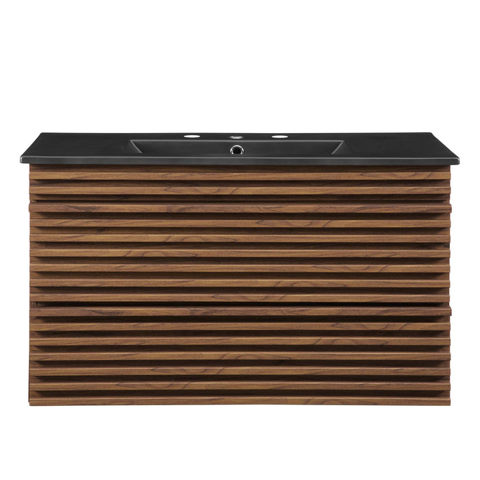 36-Inch Kastra Wall-Mounted Bathroom Vanity – Slatted Front, Floating Design