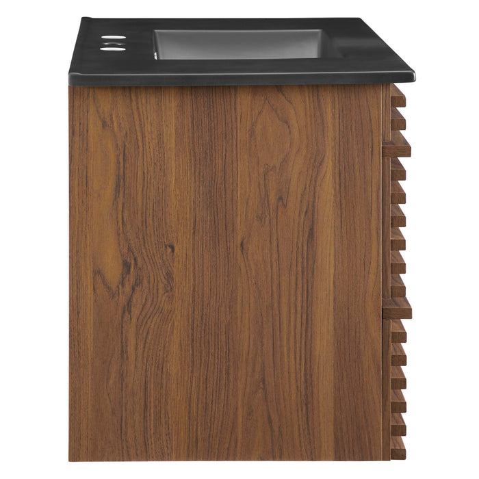 36-Inch Kastra Wall-Mounted Bathroom Vanity – Slatted Front, Floating Design