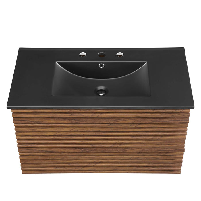 36-Inch Kastra Wall-Mounted Bathroom Vanity – Slatted Front, Floating Design