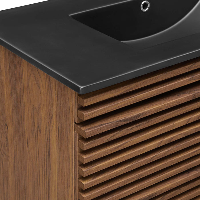 36-Inch Kastra Wall-Mounted Bathroom Vanity – Slatted Front, Floating Design