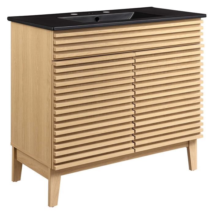 36-Inch Annette Modern Vanity – Walnut Wood Finish with Minimalist Look & Cabinet Only