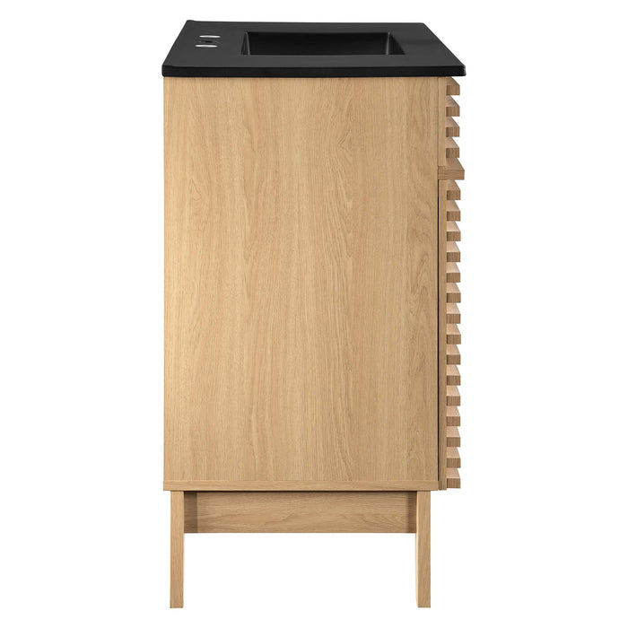 36-Inch Annette Modern Vanity – Walnut Wood Finish with Minimalist Look & Cabinet Only