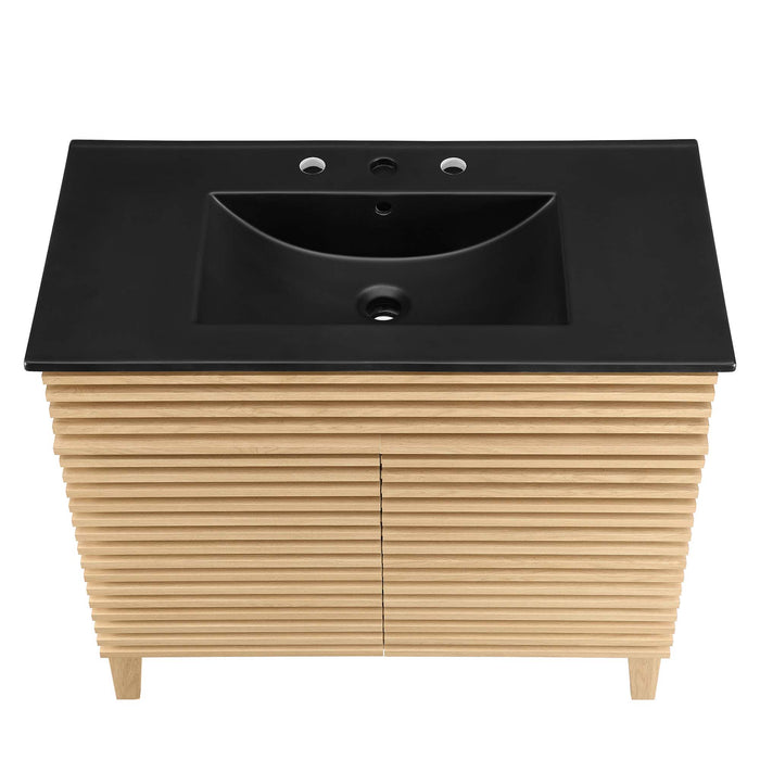 36-Inch Annette Modern Vanity – Walnut Wood Finish with Minimalist Look & Cabinet Only