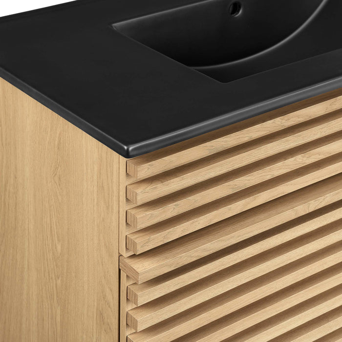 36-Inch Annette Modern Vanity – Walnut Wood Finish with Minimalist Look & Cabinet Only