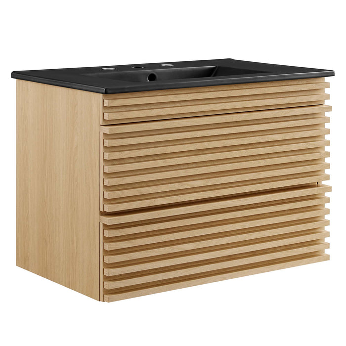 30-Inch Floating Frank Bathroom Vanity – Wood Look, Modern Design