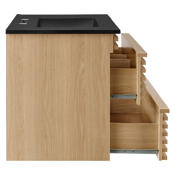 30-Inch Floating Frank Bathroom Vanity – Wood Look, Modern Design