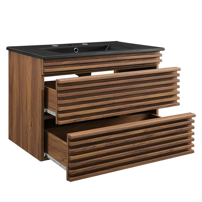 30-Inch Quatrefoil Bathroom Vanity – Floating Design, Modern Storage Solution