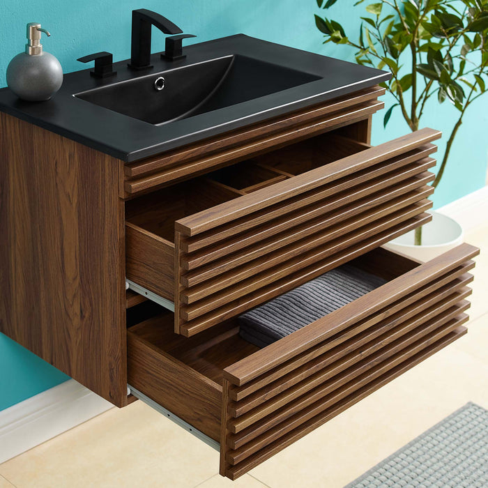 30-Inch Quatrefoil Bathroom Vanity – Floating Design, Modern Storage Solution