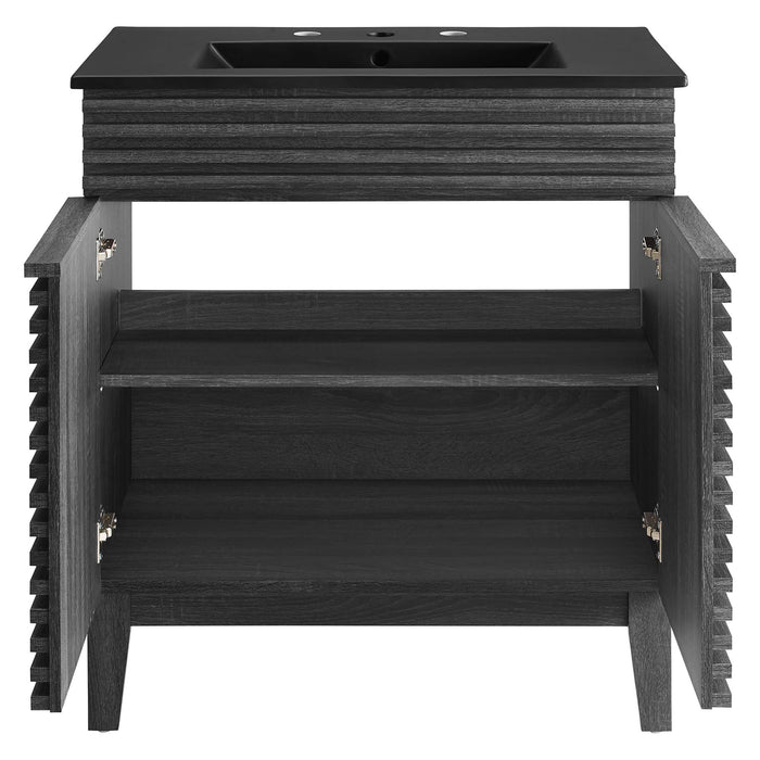 30-Inch Damask Engineered Wood Vanity – With Open Shelf Storage