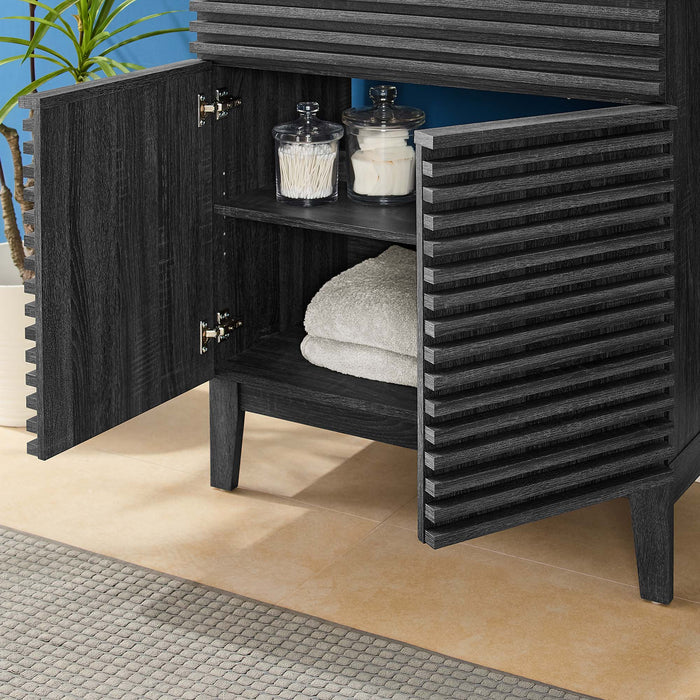 30-Inch Damask Engineered Wood Vanity – With Open Shelf Storage