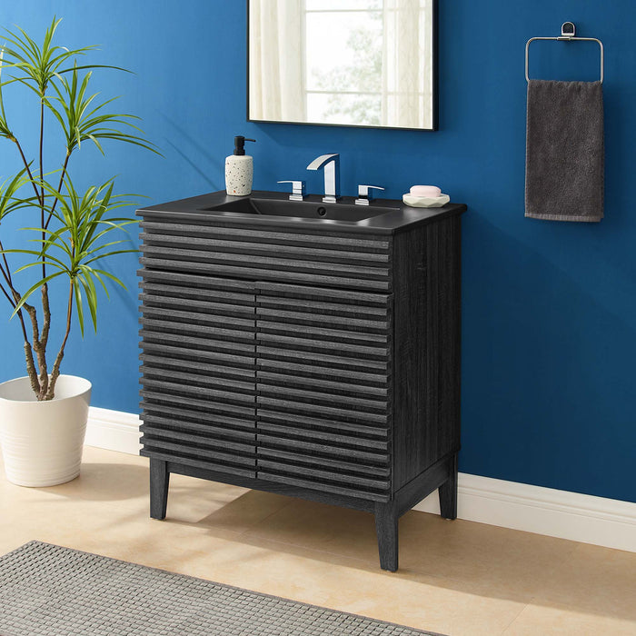 30-Inch Damask Engineered Wood Vanity – With Open Shelf Storage