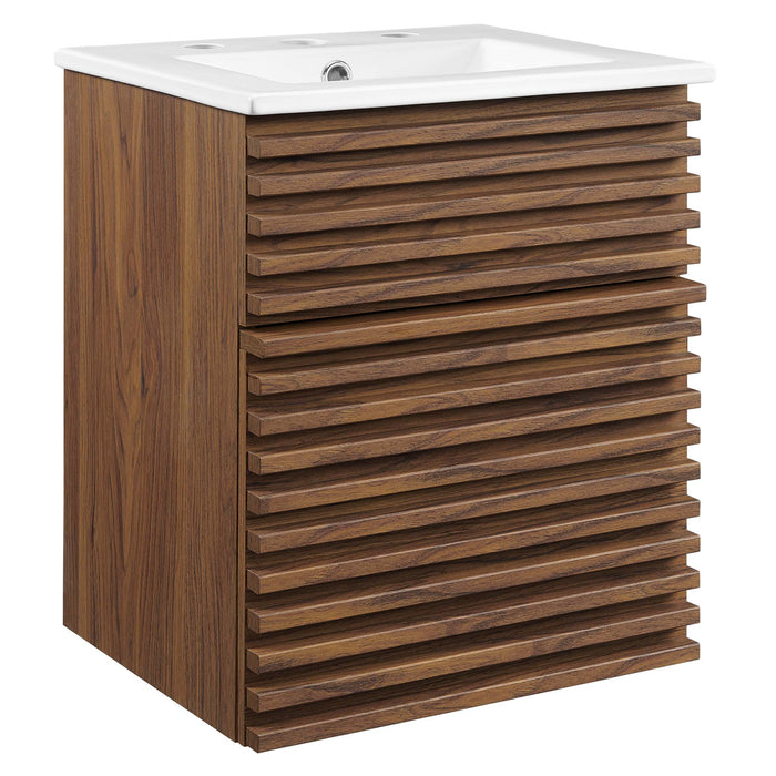 18 Inch Caludius Floating Wood Vanity – Sleek Wall-Mount Bathroom Cabinet