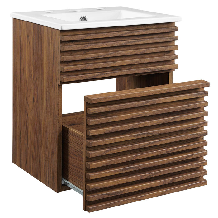 18 Inch Caludius Floating Wood Vanity – Sleek Wall-Mount Bathroom Cabinet