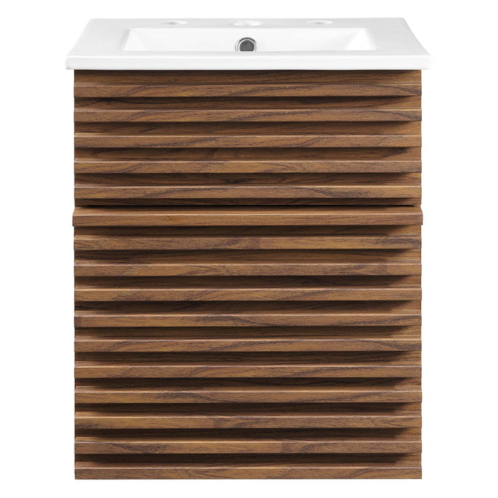 18 Inch Caludius Floating Wood Vanity – Sleek Wall-Mount Bathroom Cabinet