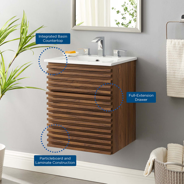 18 Inch Caludius Floating Wood Vanity – Sleek Wall-Mount Bathroom Cabinet