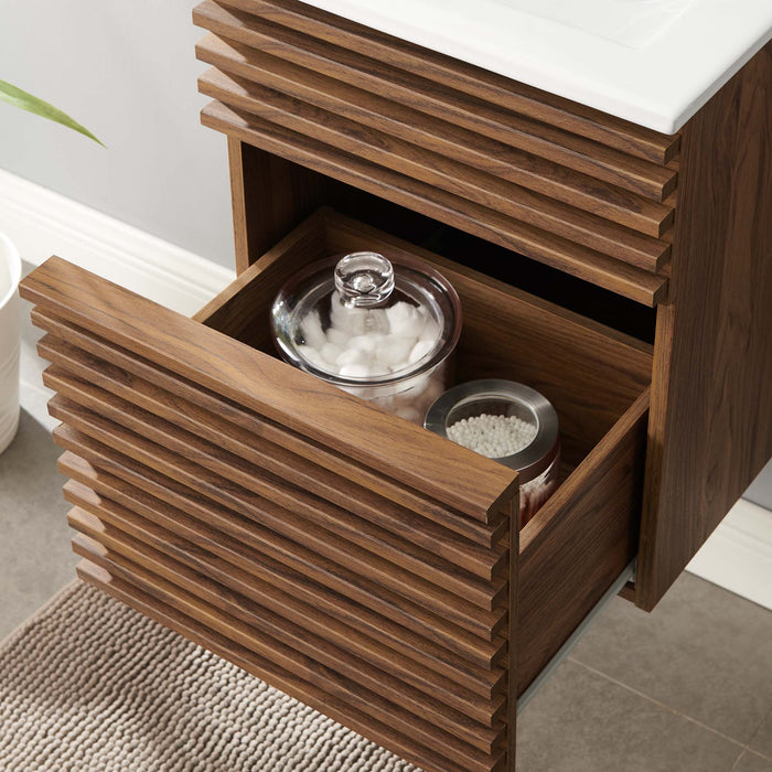 18 Inch Caludius Floating Wood Vanity – Sleek Wall-Mount Bathroom Cabinet