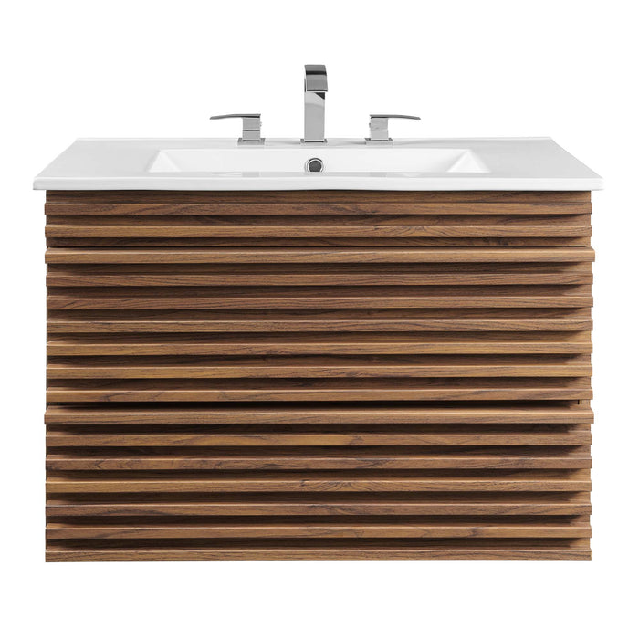 30-Inch Judy Floating Vanity – Slatted Doors with Wall-Hung Design & Wood Cabinet