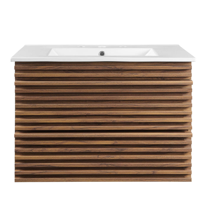 30-Inch Judy Floating Vanity – Slatted Doors with Wall-Hung Design & Wood Cabinet