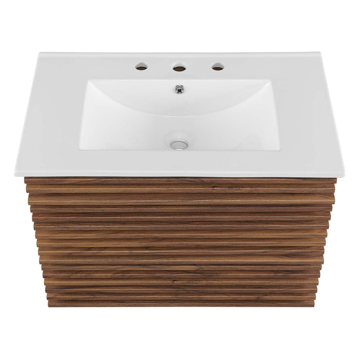 30-Inch Judy Floating Vanity – Slatted Doors with Wall-Hung Design & Wood Cabinet