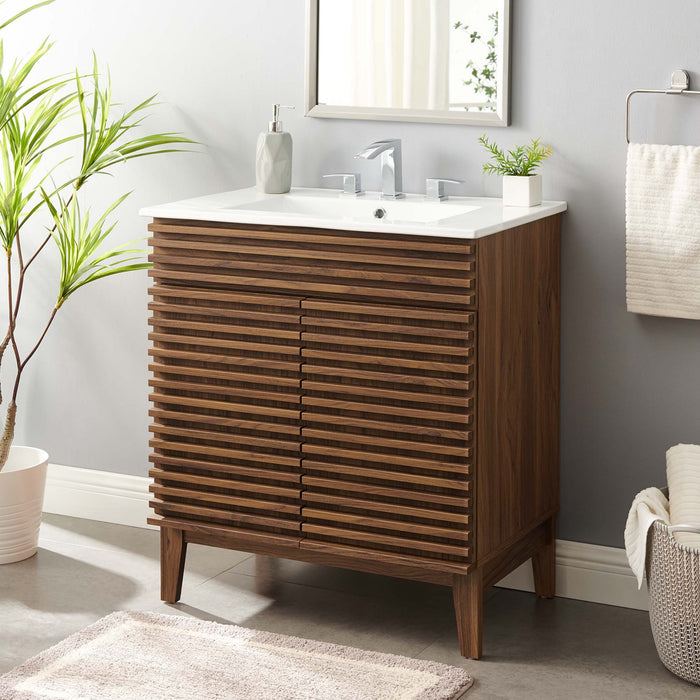 30-Inch Blossom Engineered Wood Vanity – Open Shelf & Retro Design
