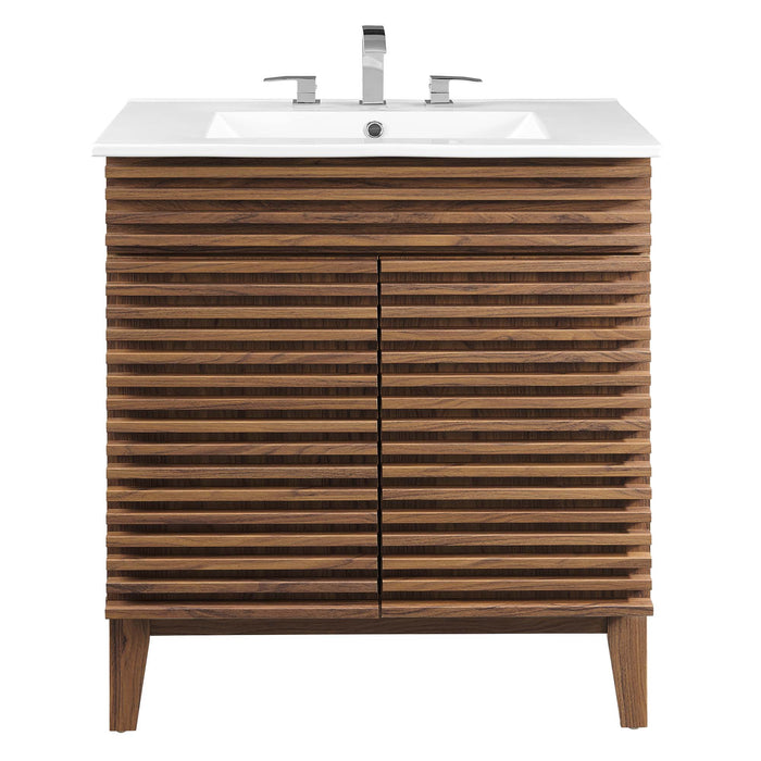 30-Inch Blossom Engineered Wood Vanity – Open Shelf & Retro Design