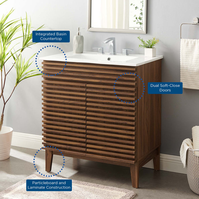 30-Inch Blossom Engineered Wood Vanity – Open Shelf & Retro Design
