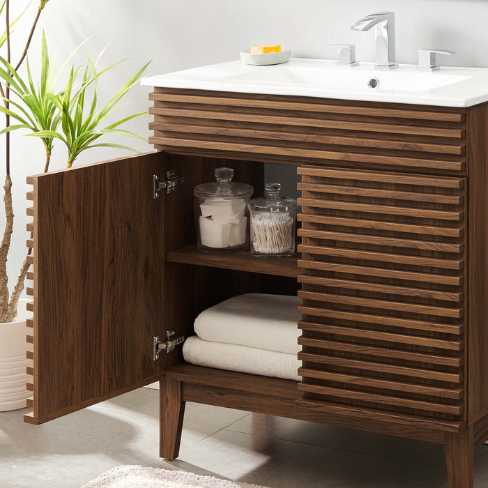 30-Inch Blossom Engineered Wood Vanity – Open Shelf & Retro Design