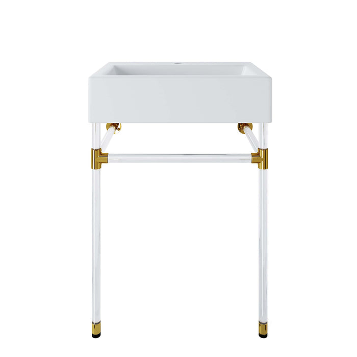 24-Inch Berwick Single Wall-Mount Bathroom Vanity Contemporary White with Ceramic Basin