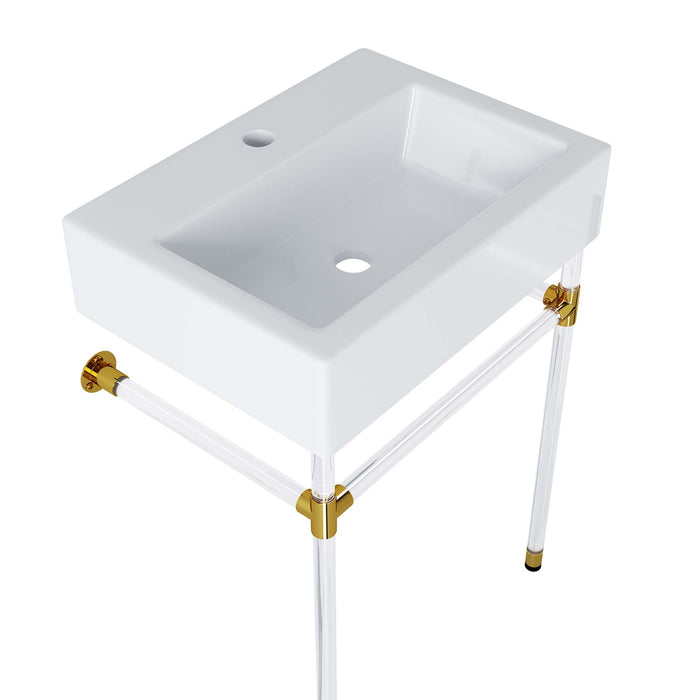 24-Inch Berwick Single Wall-Mount Bathroom Vanity Contemporary White with Ceramic Basin
