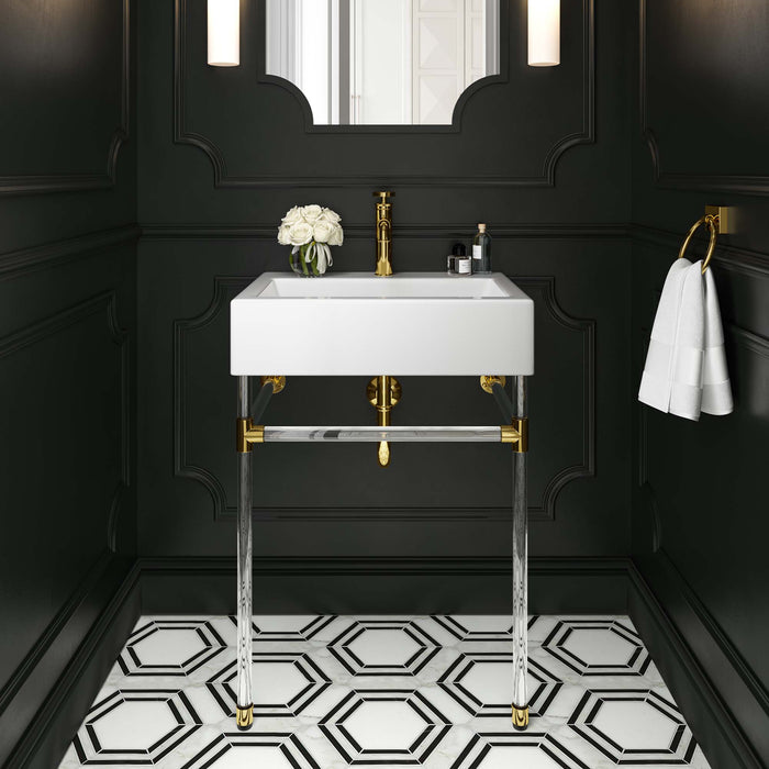 24-Inch Berwick Single Wall-Mount Bathroom Vanity Contemporary White with Ceramic Basin