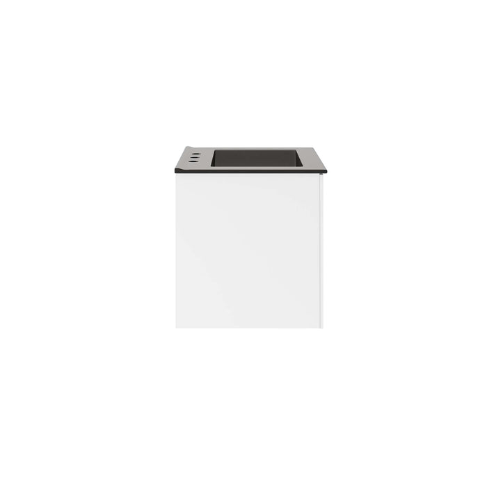 24-Inch Jevin Modern White Wall-Mount Bathroom Vanity Clean-Lined Style with Ceramic Basin and Soft-Close Doors