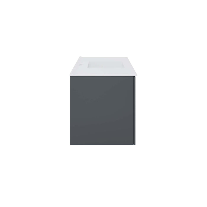 48-Inch Modern Gray Wall-Mount Single Sink Aric Bathroom Vanity Clean-Lined Style with White Ceramic Basin and Spacious Storage